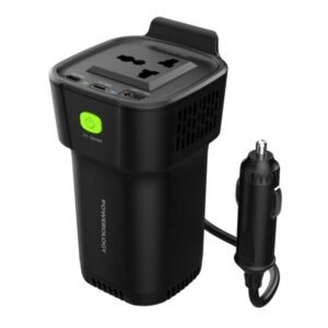 Powerology Cup Holder Power Inverter Dual USB-C & USB-A QC3.0 150W